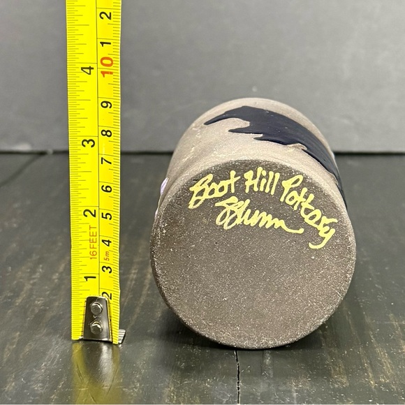 Boot Hill Pottery Black Bear Berries Deep Purple Vase Painted Stoneware 5.75” - Picture 11 of 11